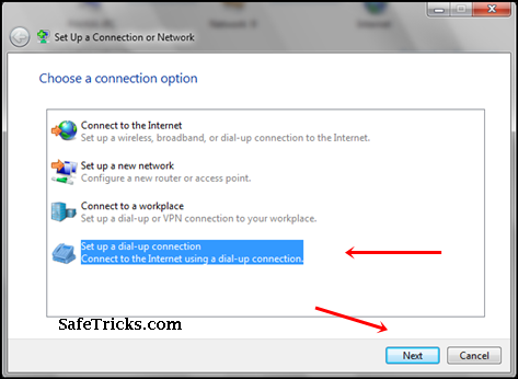 setup dial-up connection