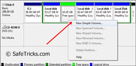 new partition drive