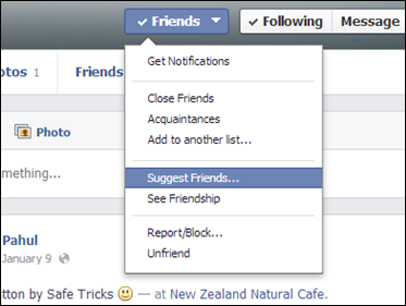 suggest friend option for facebook