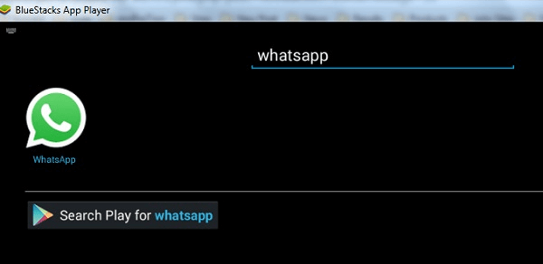 Search whatsapp on bluestacks