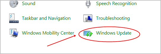 windows update control panel