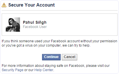 Facebook account recovery to name change