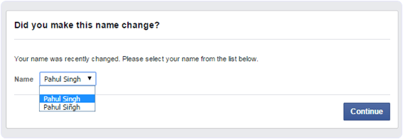 facbook change name before days limit