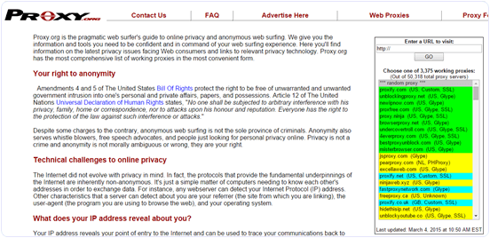 free proxy server website list