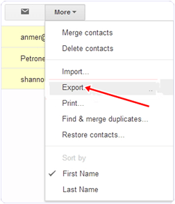 export android contacts from gmail