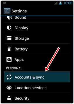 account sync option android