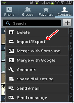 import export android contacts to sd card