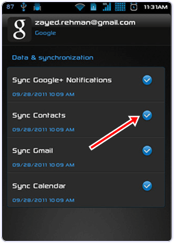 sync android contacts to gmail