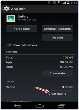 clear cache for gallery whatsapp