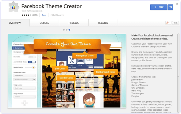 Facebook theme creator chrome extension