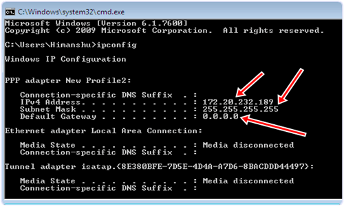 ipconfig cmd command