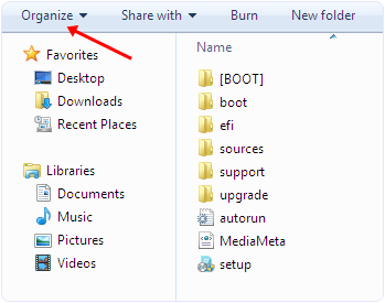 organize windows menu tab option