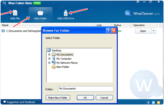  hide files folder drives in wise folder hider