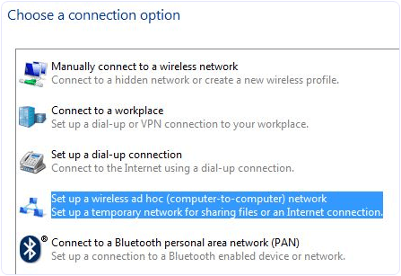 Set up wireless connection network windows