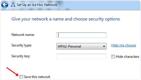 Set up adhoc network on windows