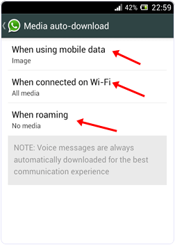 Whatsapp media auto download settings