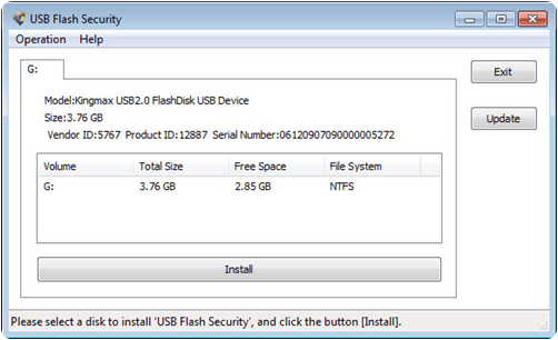 USB Flash Security encryption software