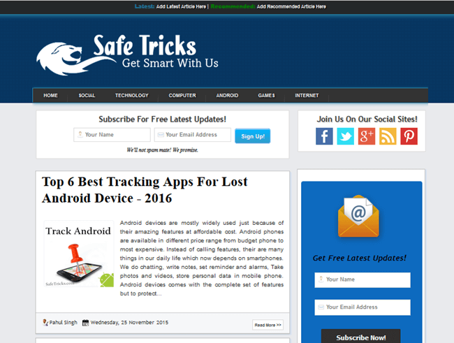 Safe Tricks Blogger Template