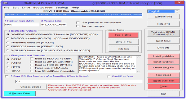 RMPrepUSB PC Software