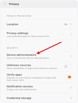 Android Device Administrator option