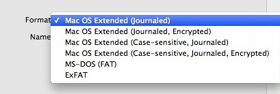 mac usb format types