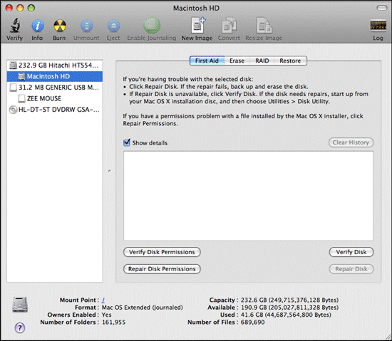 Repair Permission of drive in Mac OS