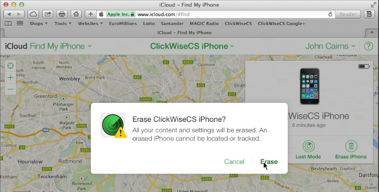 erase iphone icloud