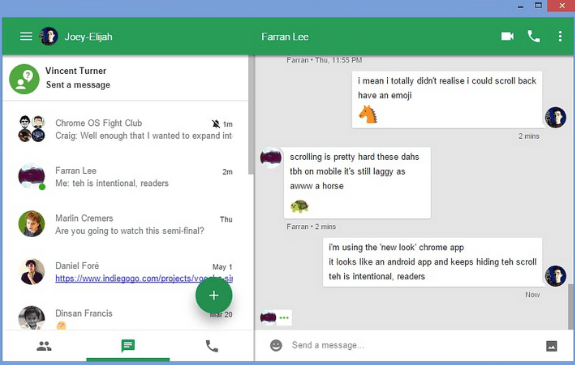 hangouts send sms from pc