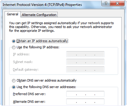 Internet Protocol Version4 Properties