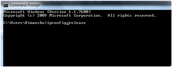 Ipconfig Release Command