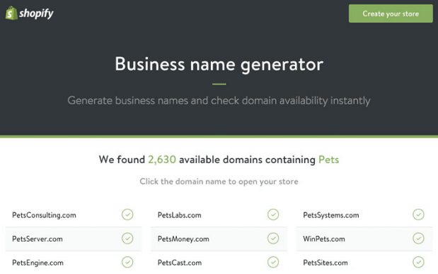 shopify bussiness name generator