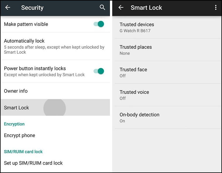 smart lock lollipop