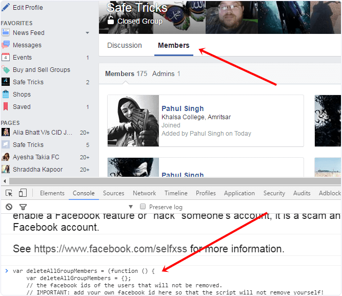 Remove people from facebook group