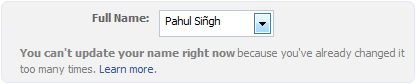 Change Facebook profile name after crossing limit