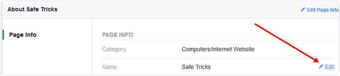 Edit Facebook page name option