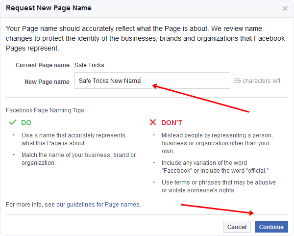 Permintaan nama facebook new name