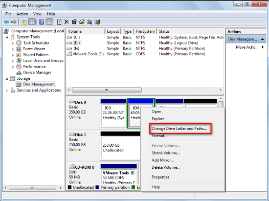 hide drive by disk management