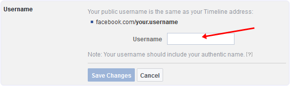 facebook profile username-option