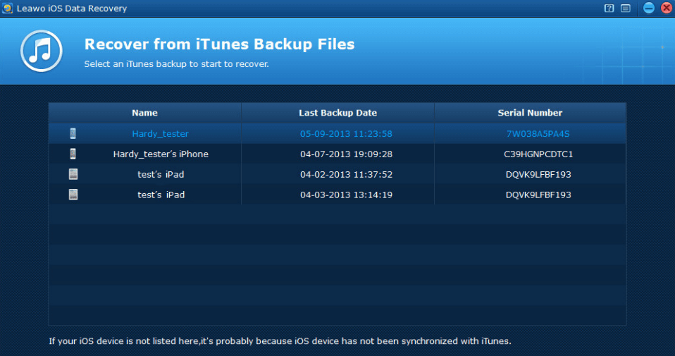 leawo recovery itunes backup