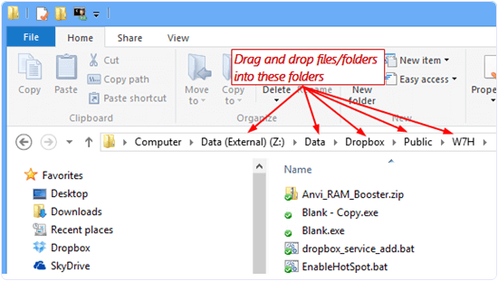 Windows drag drop address bar