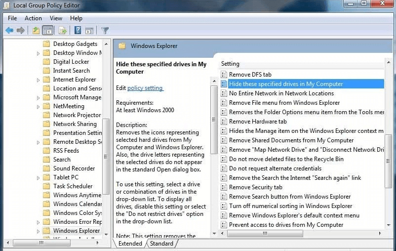 hide drives group policy