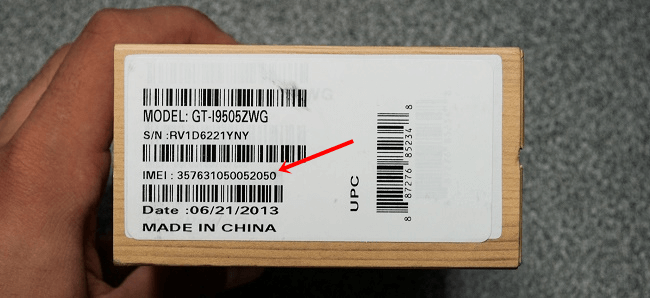 imei number on box