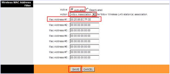 mac address filtering