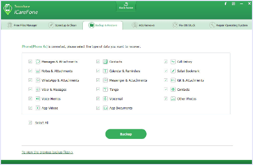 icarefone backup and restore