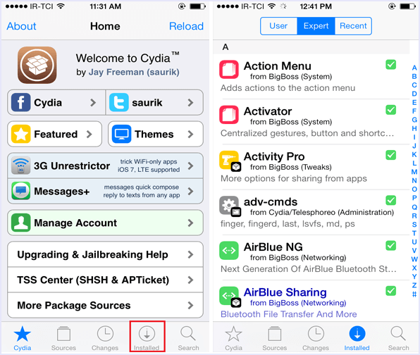 remove installed cydia apps tweaks tab