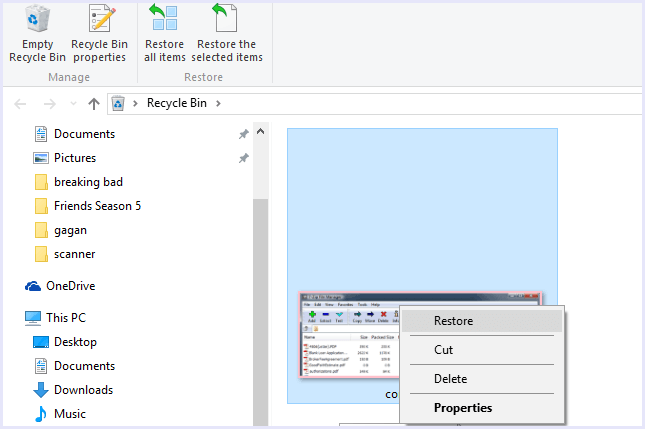 restore recyclebin