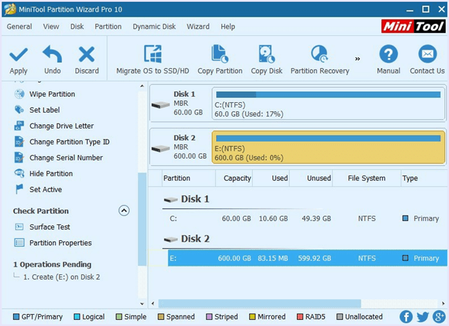 apply changes to new partition in partition wizard