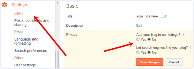 blogger blog basic privacy settings