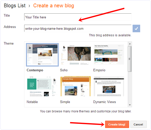 create new blogger blog