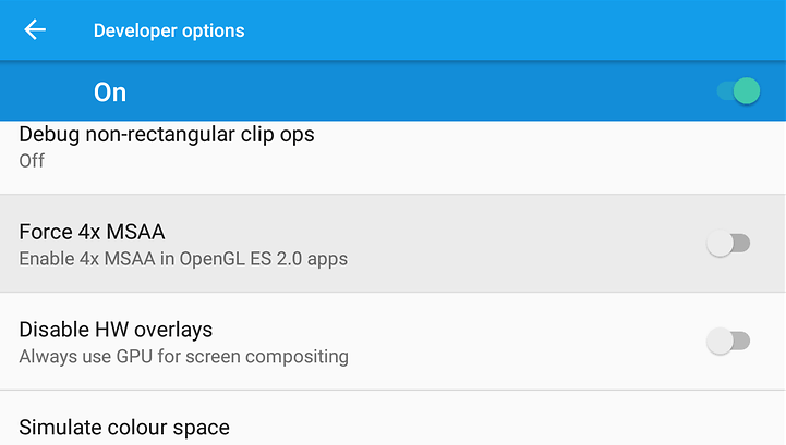 developer options msaa 4x